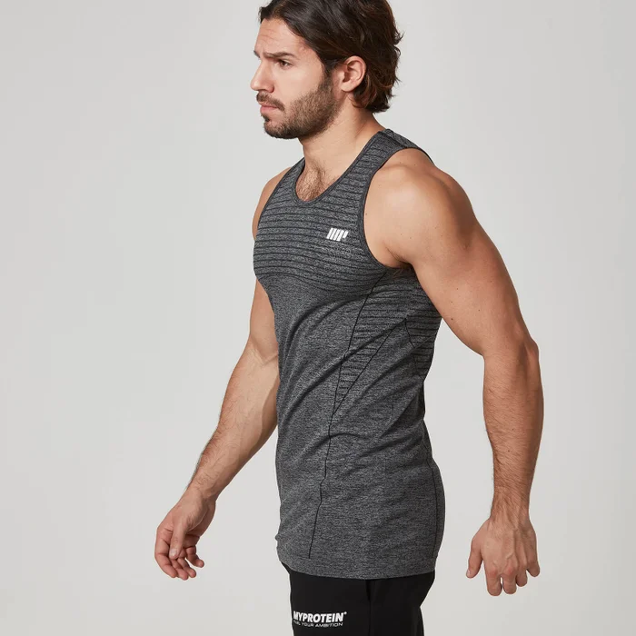 Myprotein Muška Tank Top Majica Bez Šavova – Crna Marl