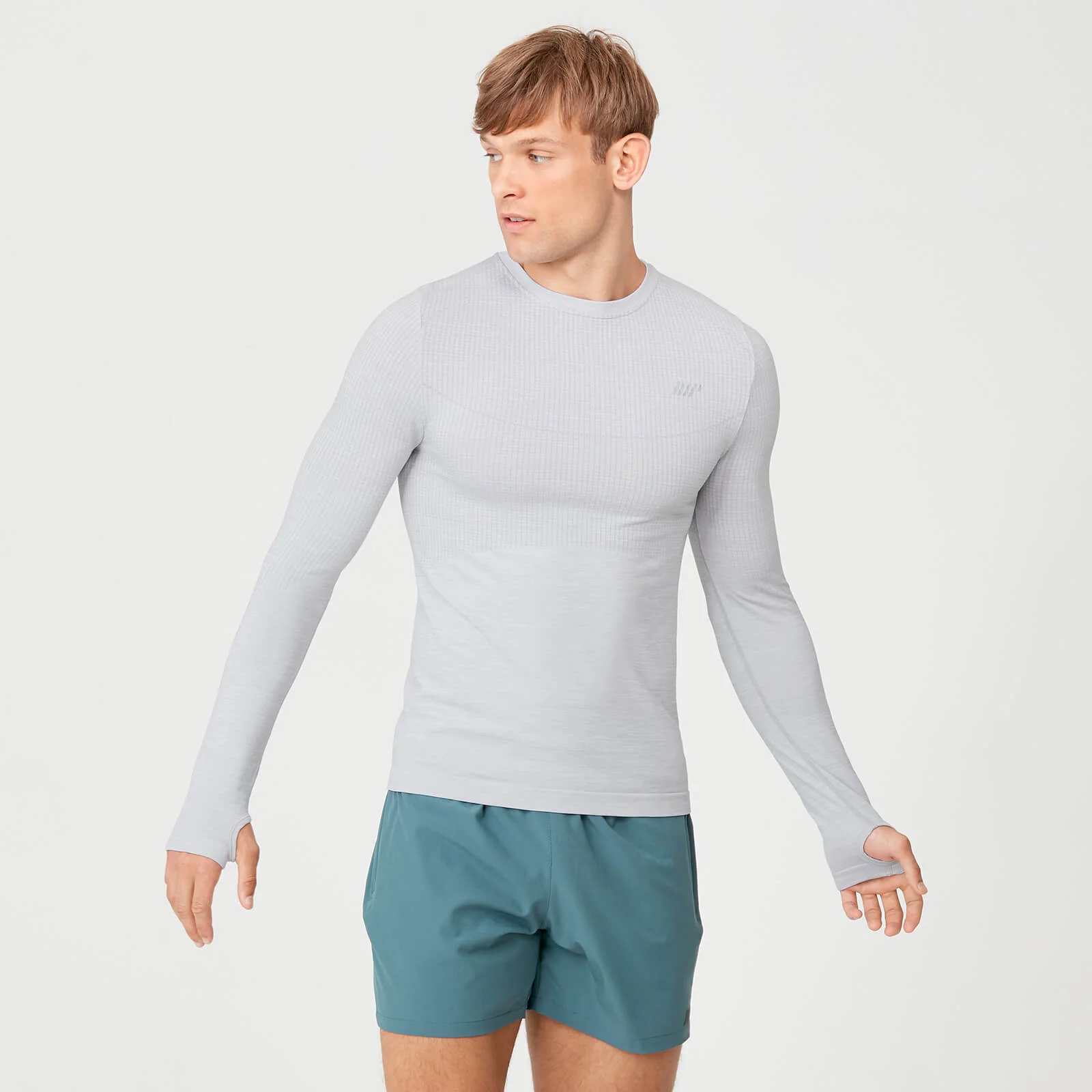 MP Men's Sculpt Seamless Long Sleeve T-Shirt - Silver - S Slika 1