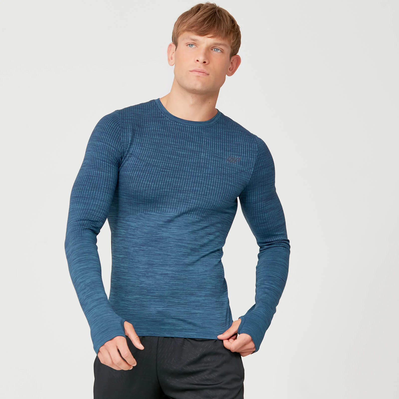 MP Sculpt Seamless Long Sleeve T-Shirt - Petrol Blue - XS Slika 1