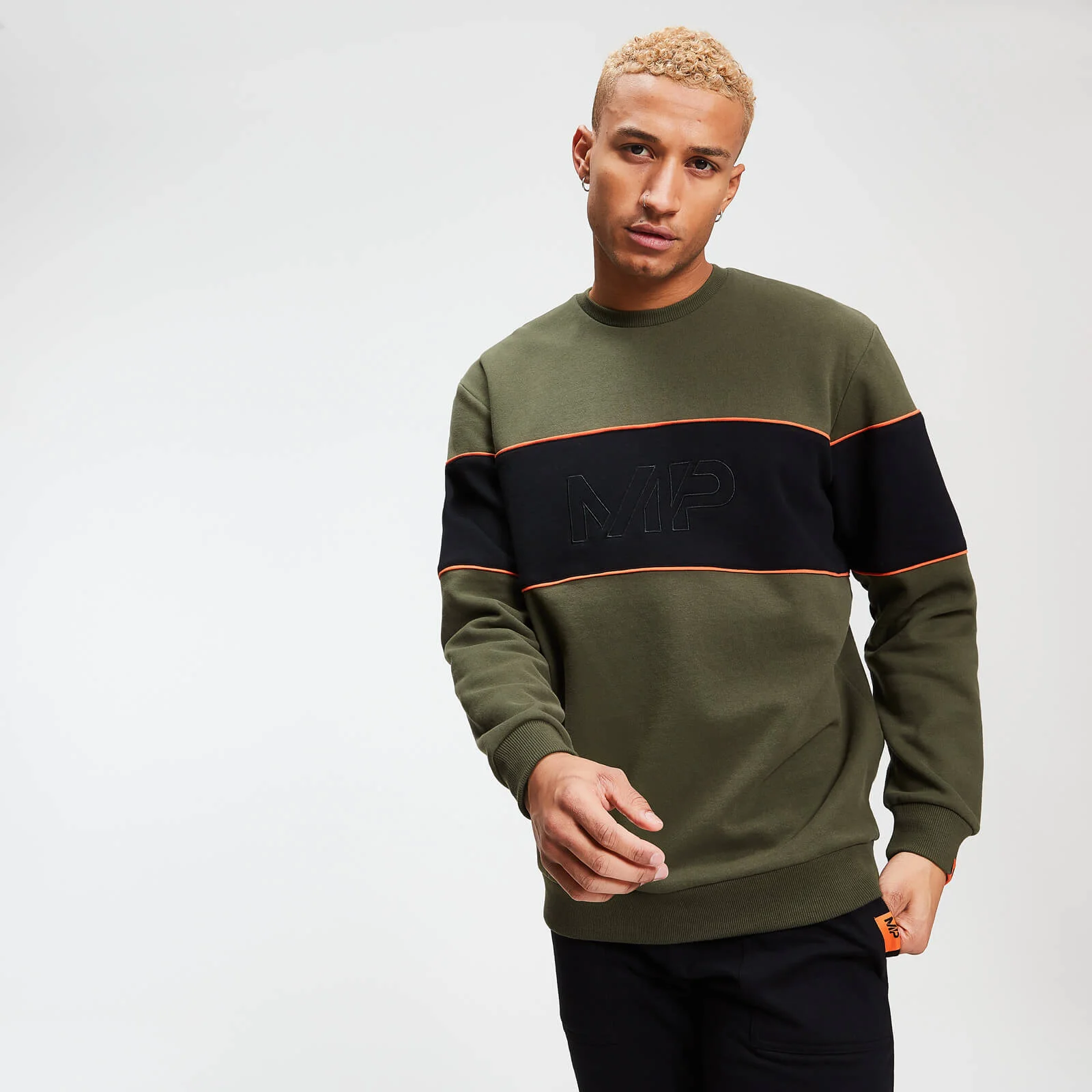 MP Men's Rest Day Stripe Sweatshirt - Army Green - XS Slika 1
