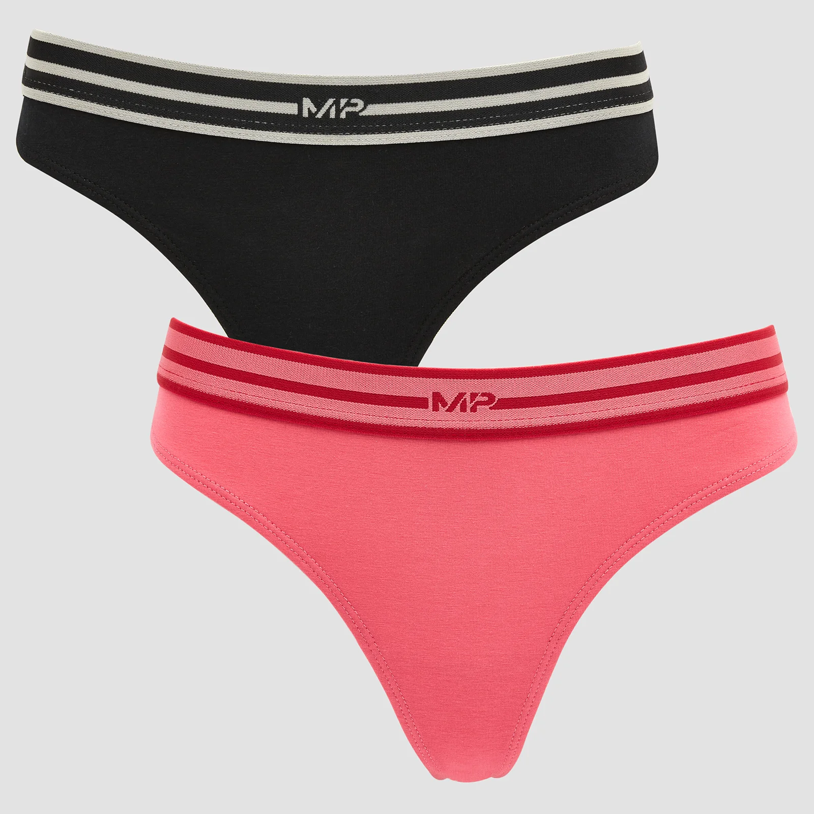 MP Women's Limited Edition Impact Essentials Thong (2 Pack) - Black/Pink - XXS Slika 1