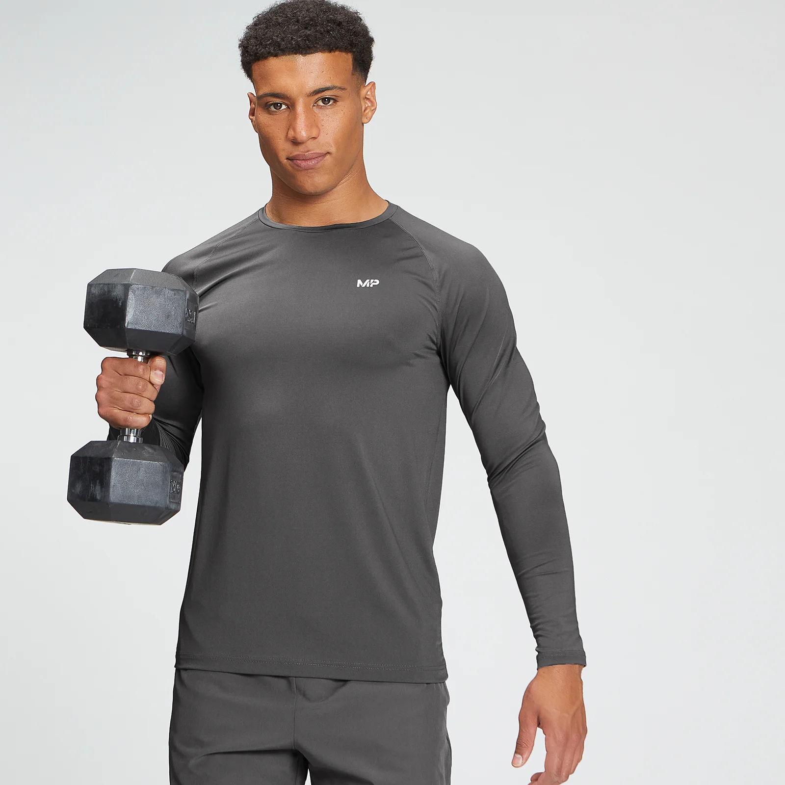 MP Men's Tempo Graphic Long Sleeve Top - Carbon - XXS Slika 1