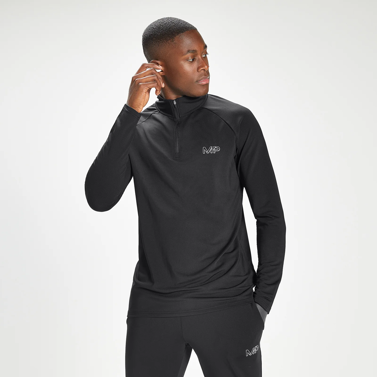 MP muška majica bez rukava za trening sa 1/4 patent zatvaračem i grafikom - Crna - XXS Slika 1