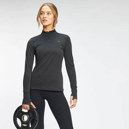 MP Women's Power Ultra Regular Fit 1/4 Zip top - crna