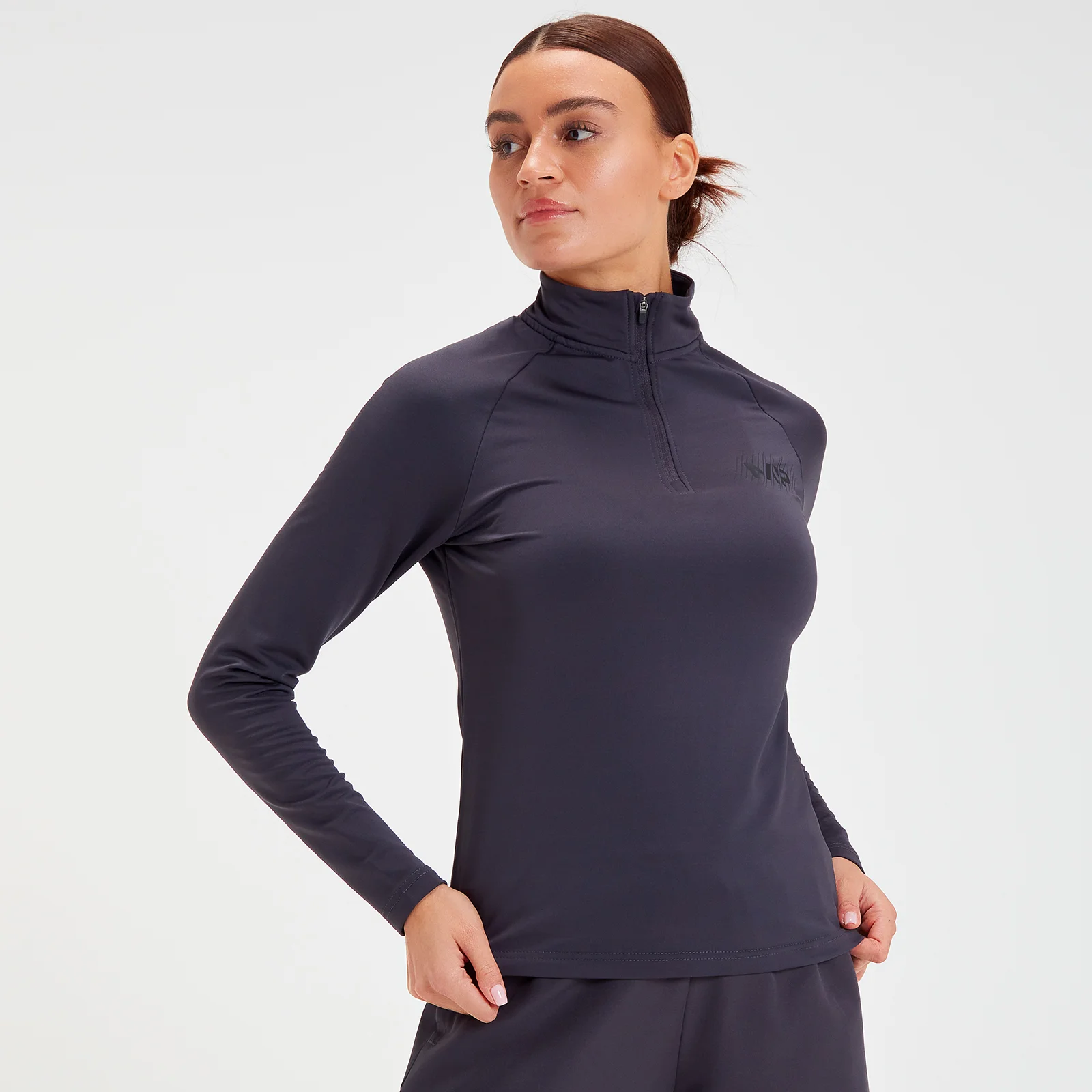 MP Women's Linear Line Graphic 1/4 Zip - Gun Metal - XXS Slika 1
