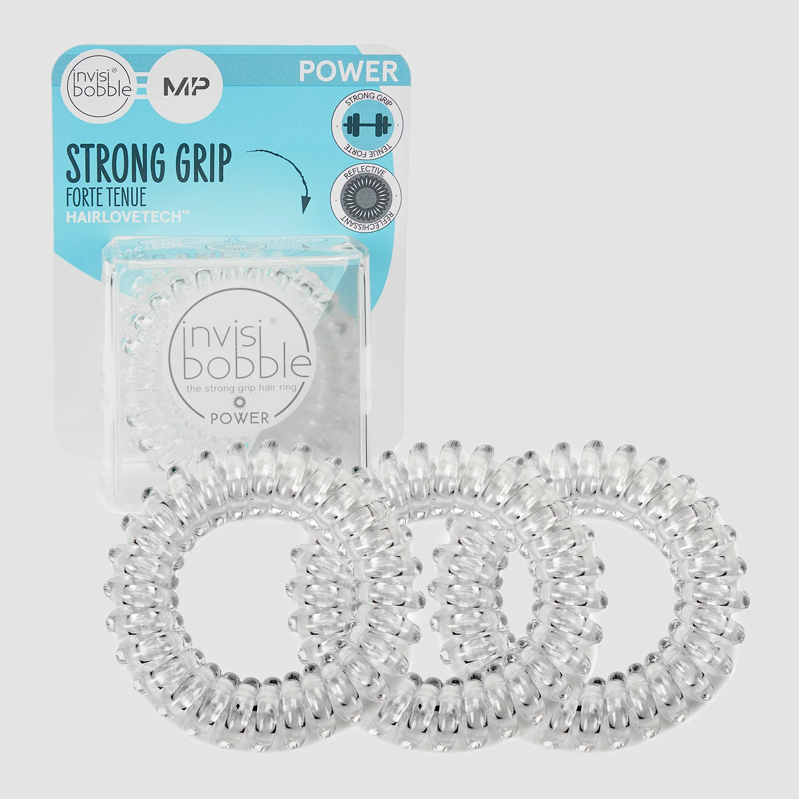 MP X Invisibobble® Power reflektirajući – kristalno jasan – PAKOVANJE OD 3 Slika 1