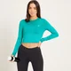 MP ženski crop top dugih rukava za trening izrađen suhom tehnologijom - boja lagune