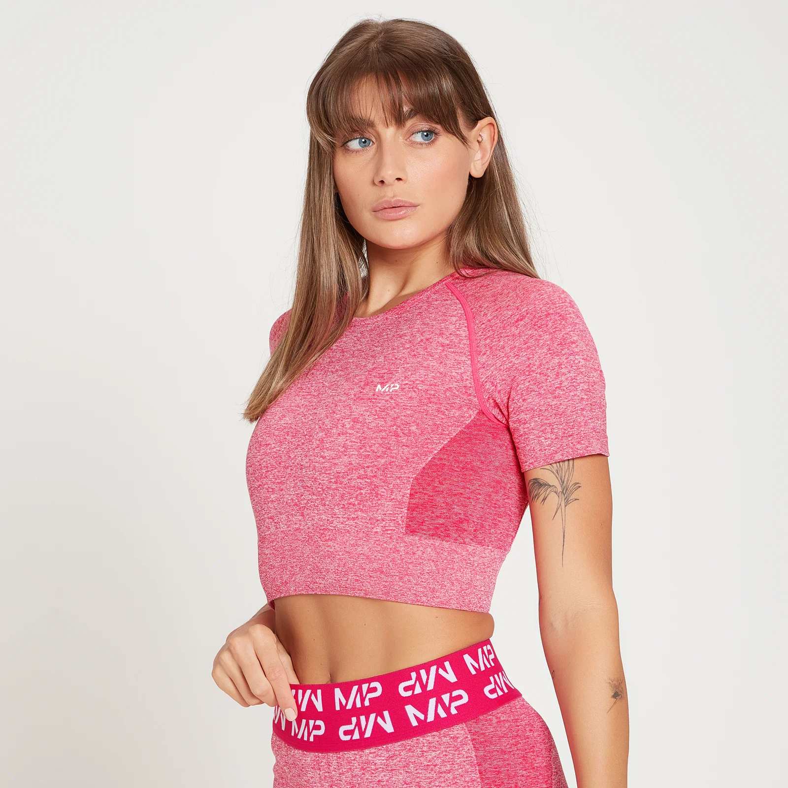 MP ženska crop majica kratkih rukava s oblinama - magenta boja - XXS Slika 1