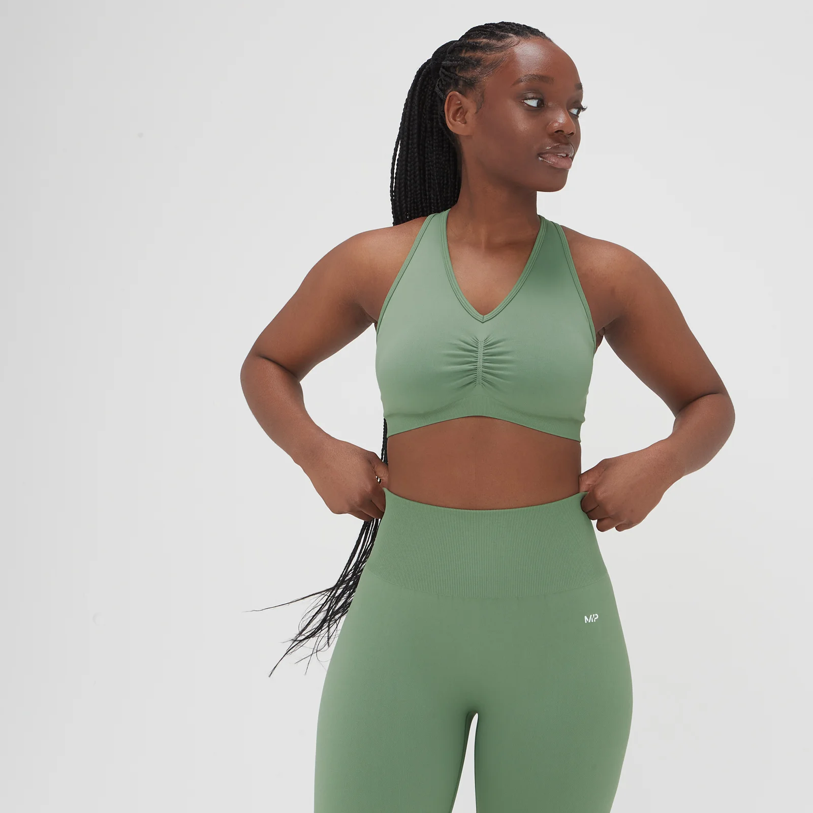 MP ženski isprani bešavni grudnjak - isprani žad - XS Slika 1