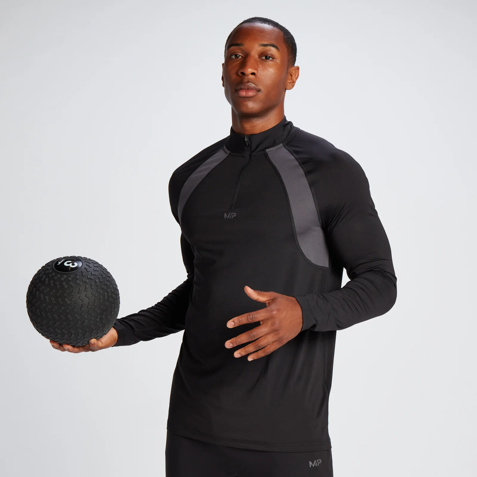 MP muška Tempo majica sa 1/4 patent zatvaračem - crna boja - XXS Slika 1