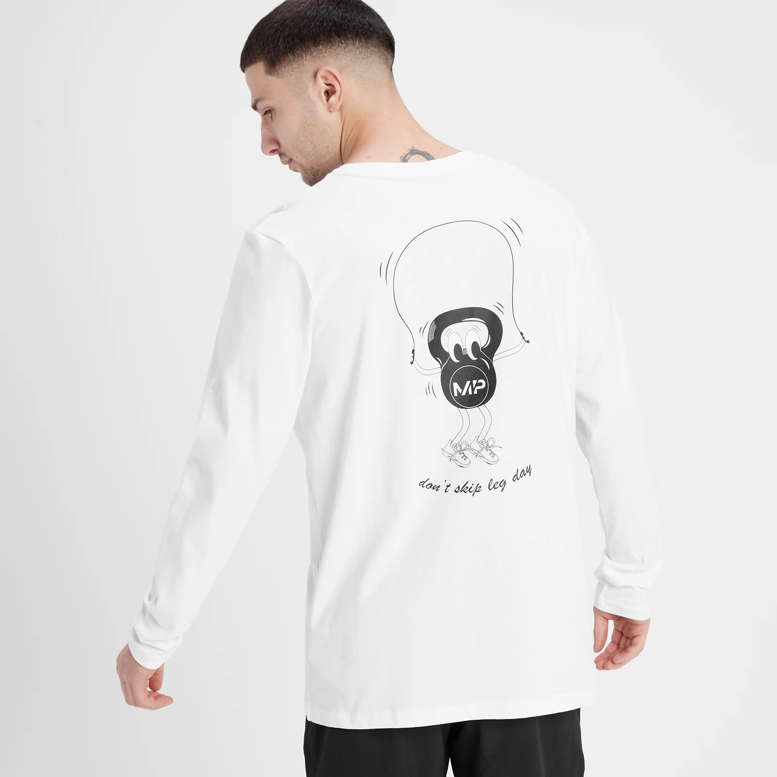 MP muška majica dugih rukava sa grafičkim prikazom Leg Day - bijela boja - XS Slika 1