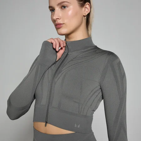 MP ženska Tempo Ultra Geometric podrezana bešavna jakna - Carbon