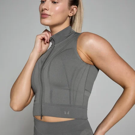 MP ženska Tempo Ultra Geometric bešavna majica bez rukava s patentnim zatvaračem - Carbon