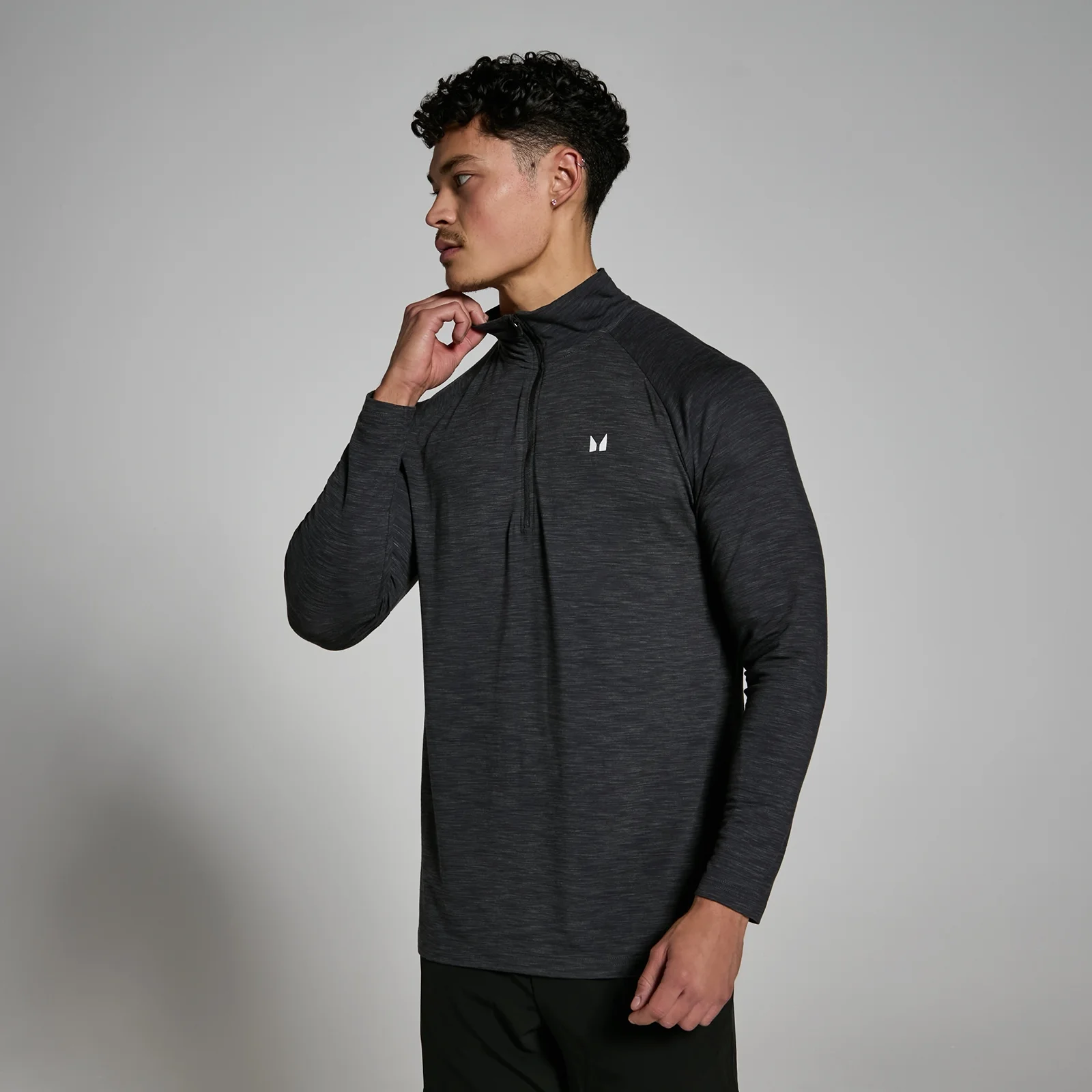 MP muška Performance 1/4 Zip majica - crni lapor - XXS Slika 1