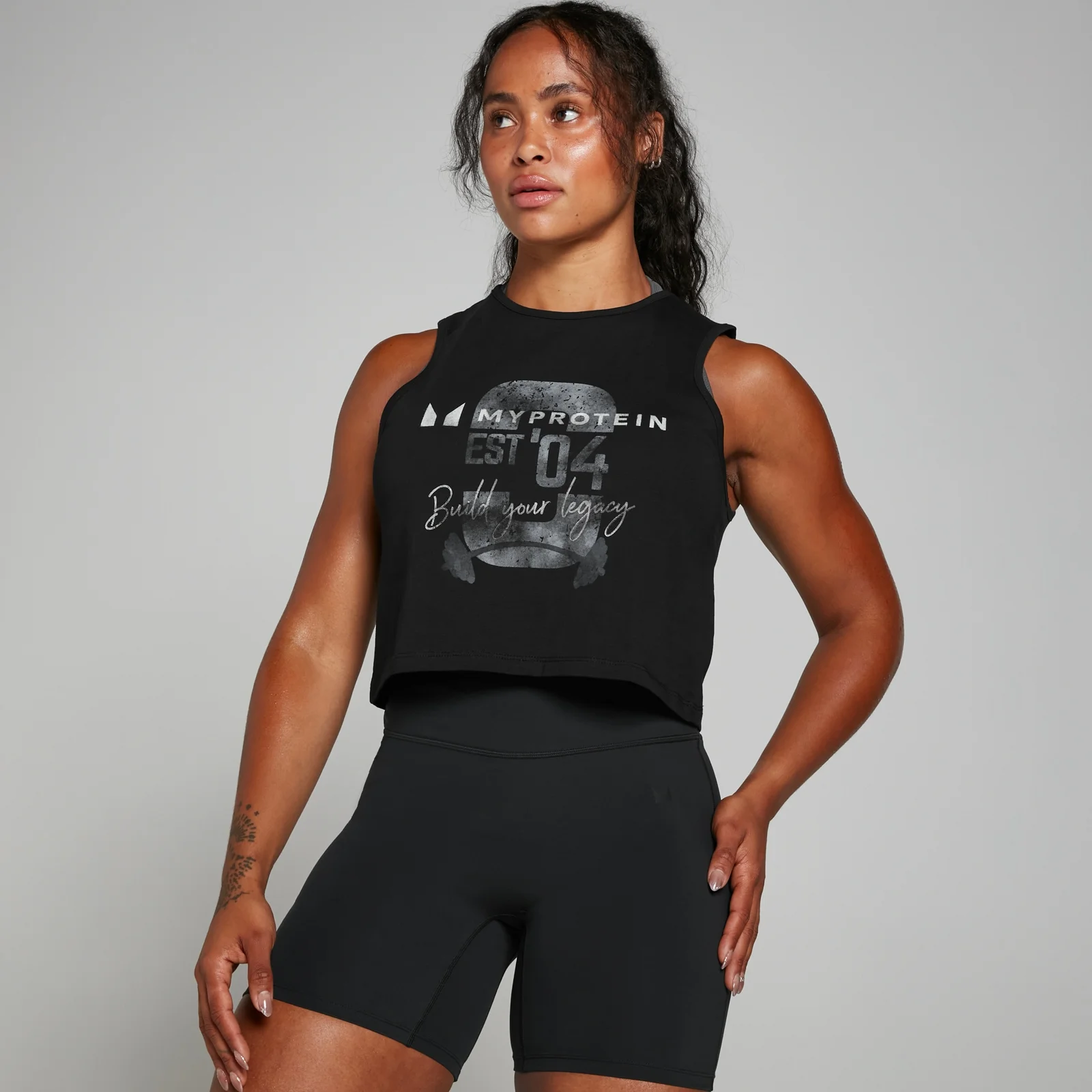 MP Origin Graphic ženska podrezana majica isprana crna - XS Slika 1