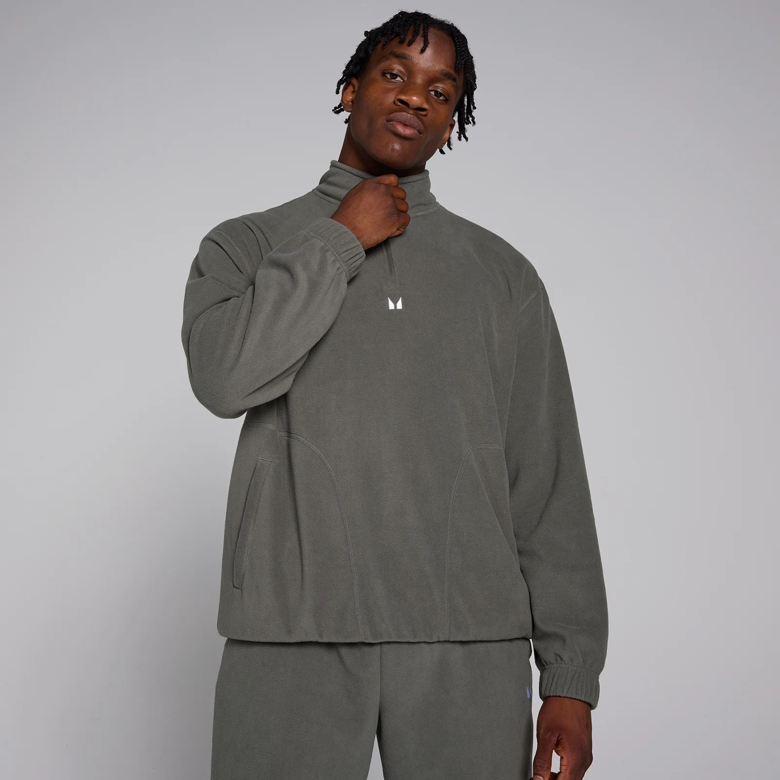 MP muški flis sa 1/4 patent zatvaračem - siva metalik boja - XS Slika 1