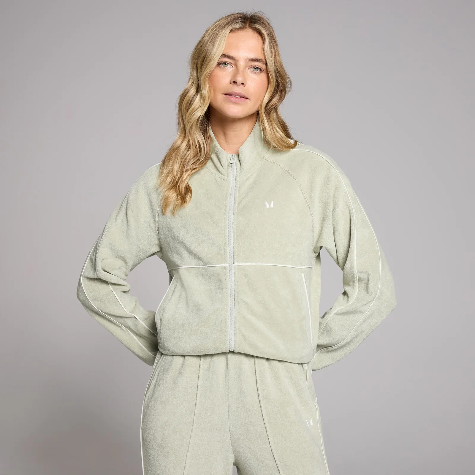MP ženska Lifestyle frotirna jakna trenerka - mineralno zelena boja - XS Slika 1