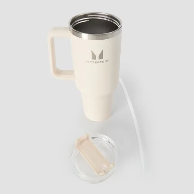 Myprotein metalna boca sa bočnom ručkom i slamkom 1200ml - Prirodno kremasta Slika 6