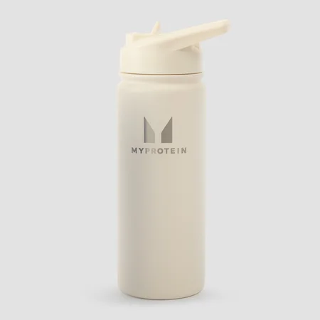 Myprotein reciklirana metalna boca sa slamkom na preklop od 500 ml - prirodna krem boja
