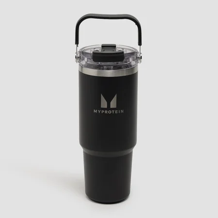 Myprotein reciklirana metalna boca sa ručkom i slamkom 900ml - Crna