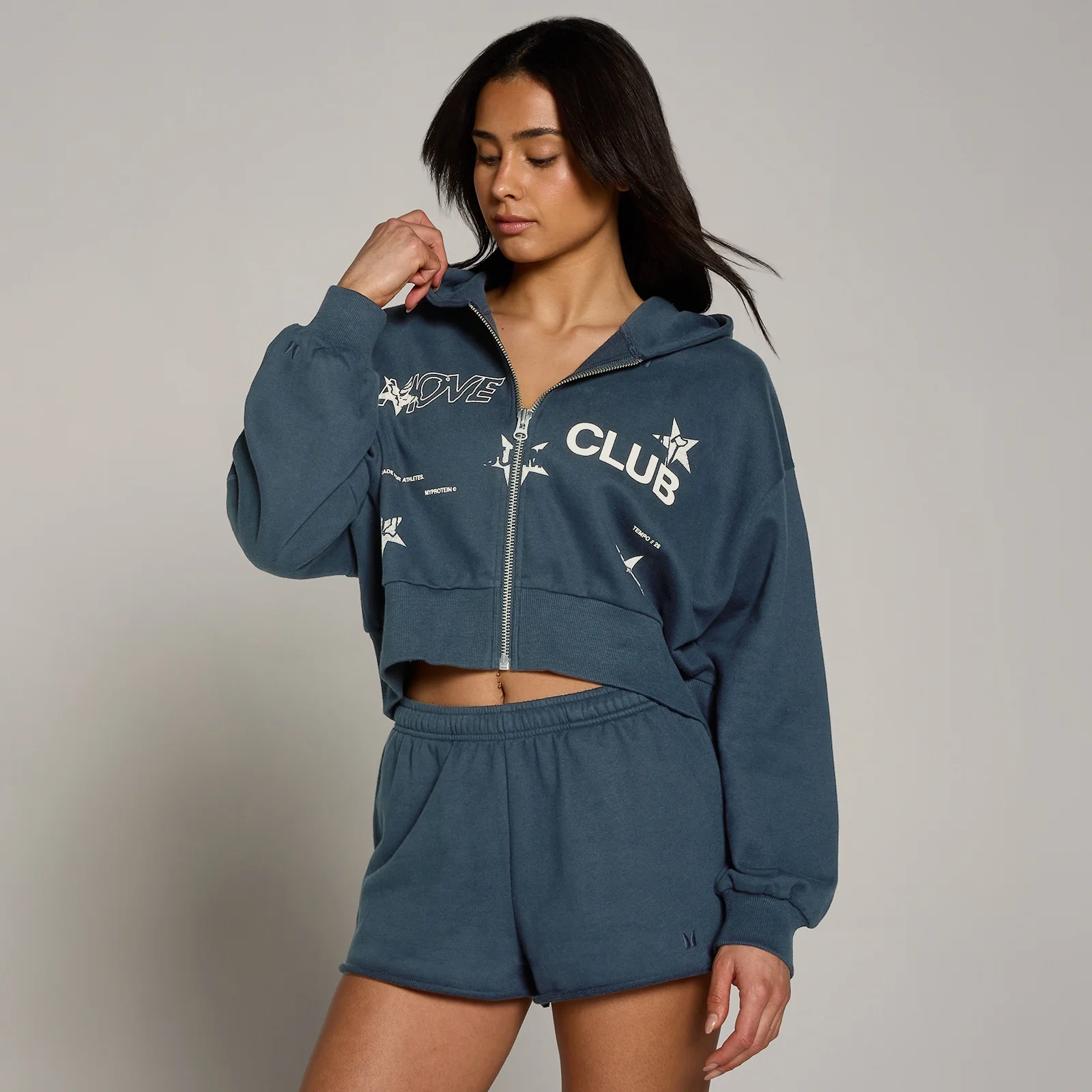 MP Ženske Move Club Graphic Lagana Loopback Duks s Kapuljačom i Zatvaračem - Faded Blue - XS Slika 1