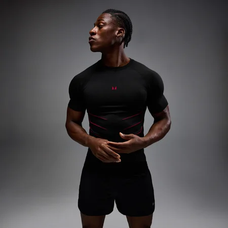 MP muška Hero Muscle Fit majica bez šavova - Washed Black/Hero Red