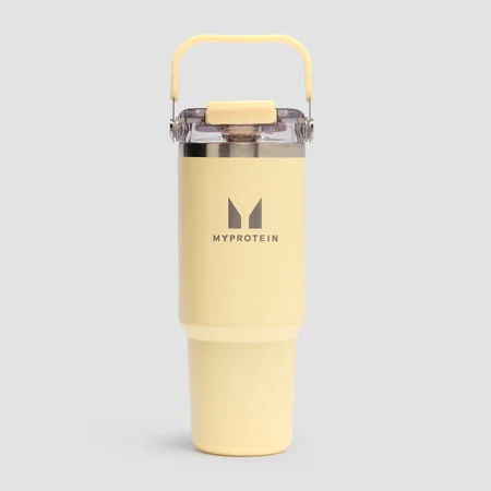 Myprotein boca od recikliranog metala sa ručkom i slamkom 900ml - Bež