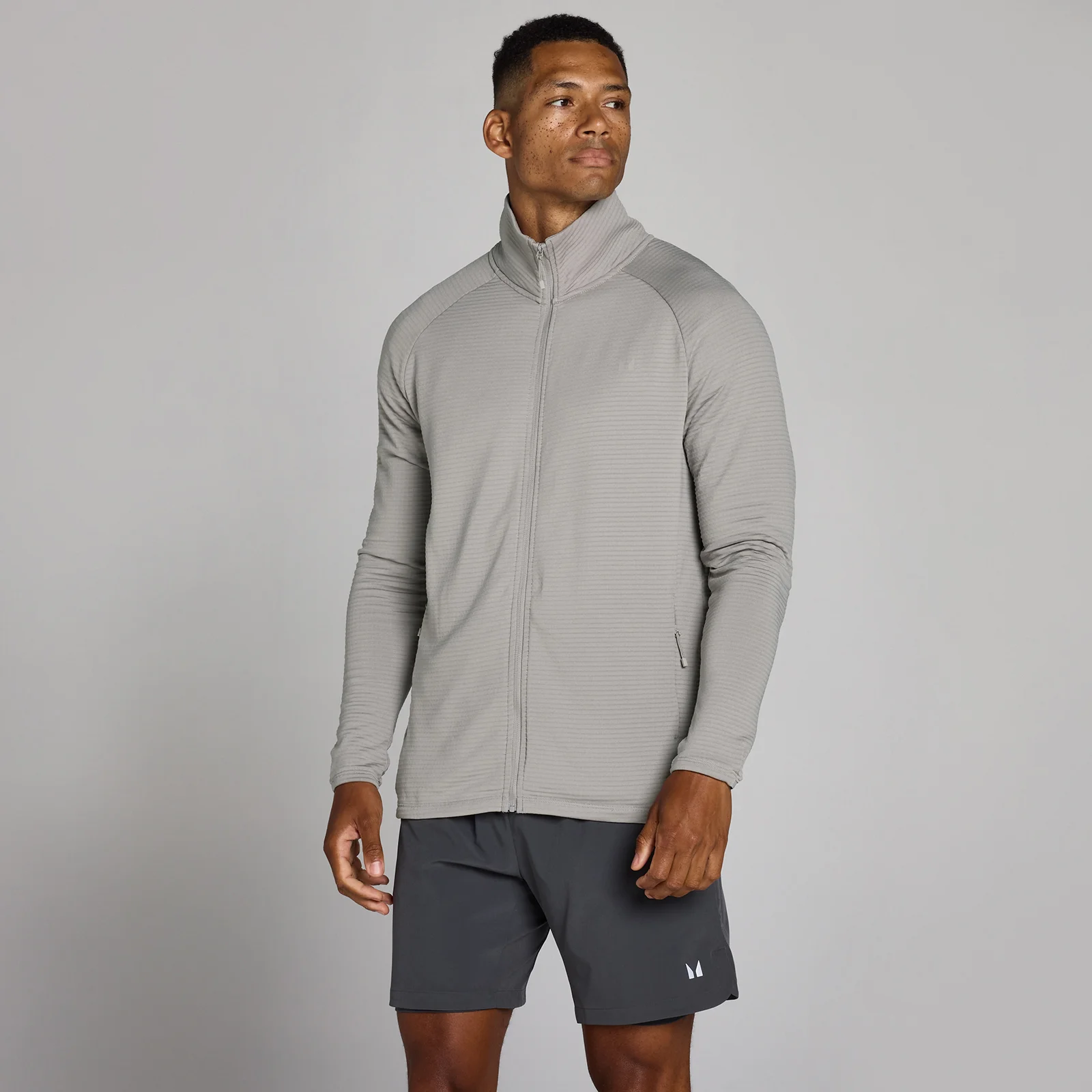 MP muški trening sloj Ultra Gridded sa zatvaračem - Chalk Grey - XS Slika 1
