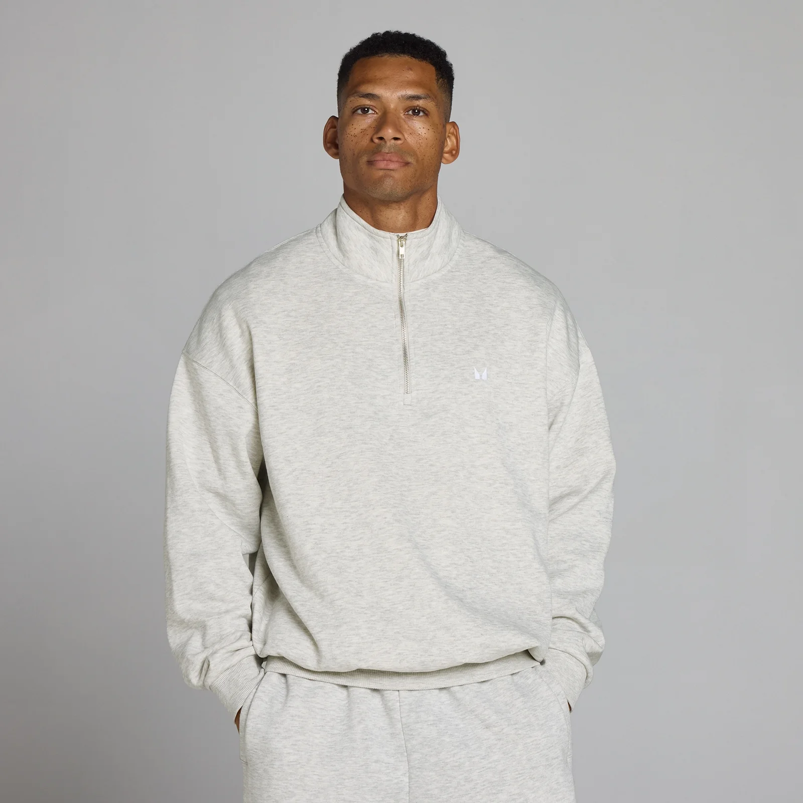 MP Men's Rest Day Oversized 1/4 Zip - Light Grey Marl - M Slika 1