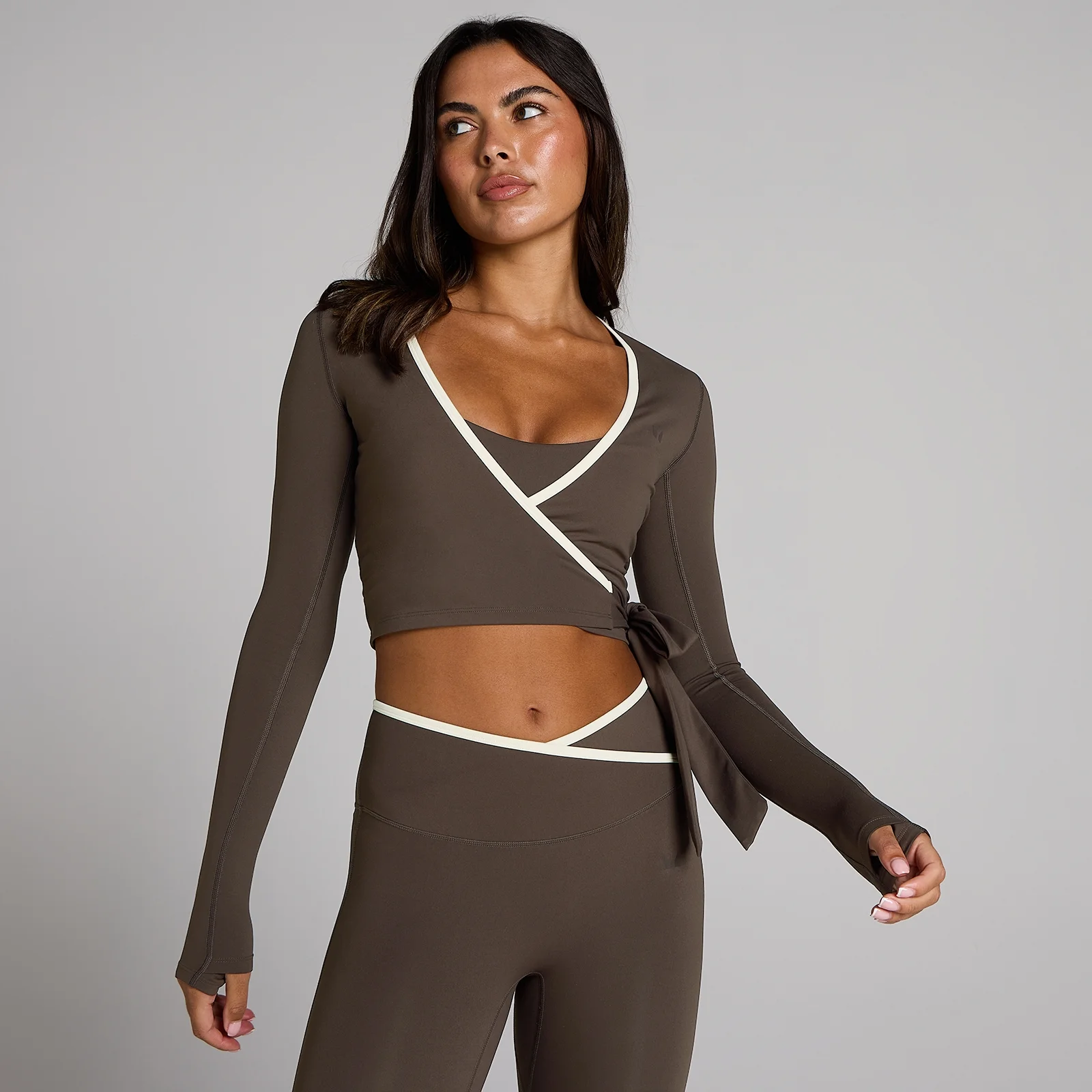 MP Ženske Tempo Contrast wrap top - Čokolada - M Slika 1