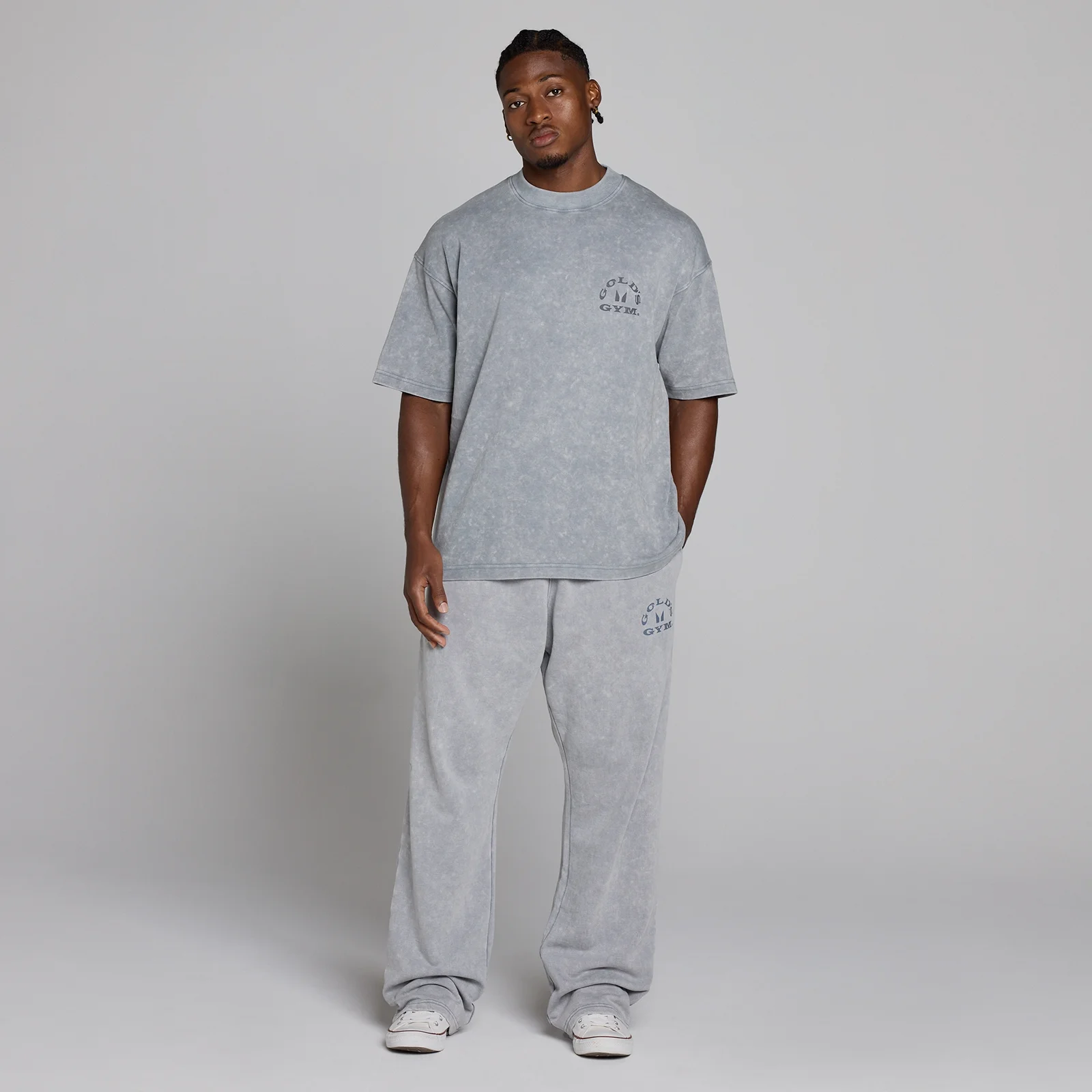 MP X Gold's Muška Washed Graphic Oversized Majica - Steel Blue - XS Slika 5
