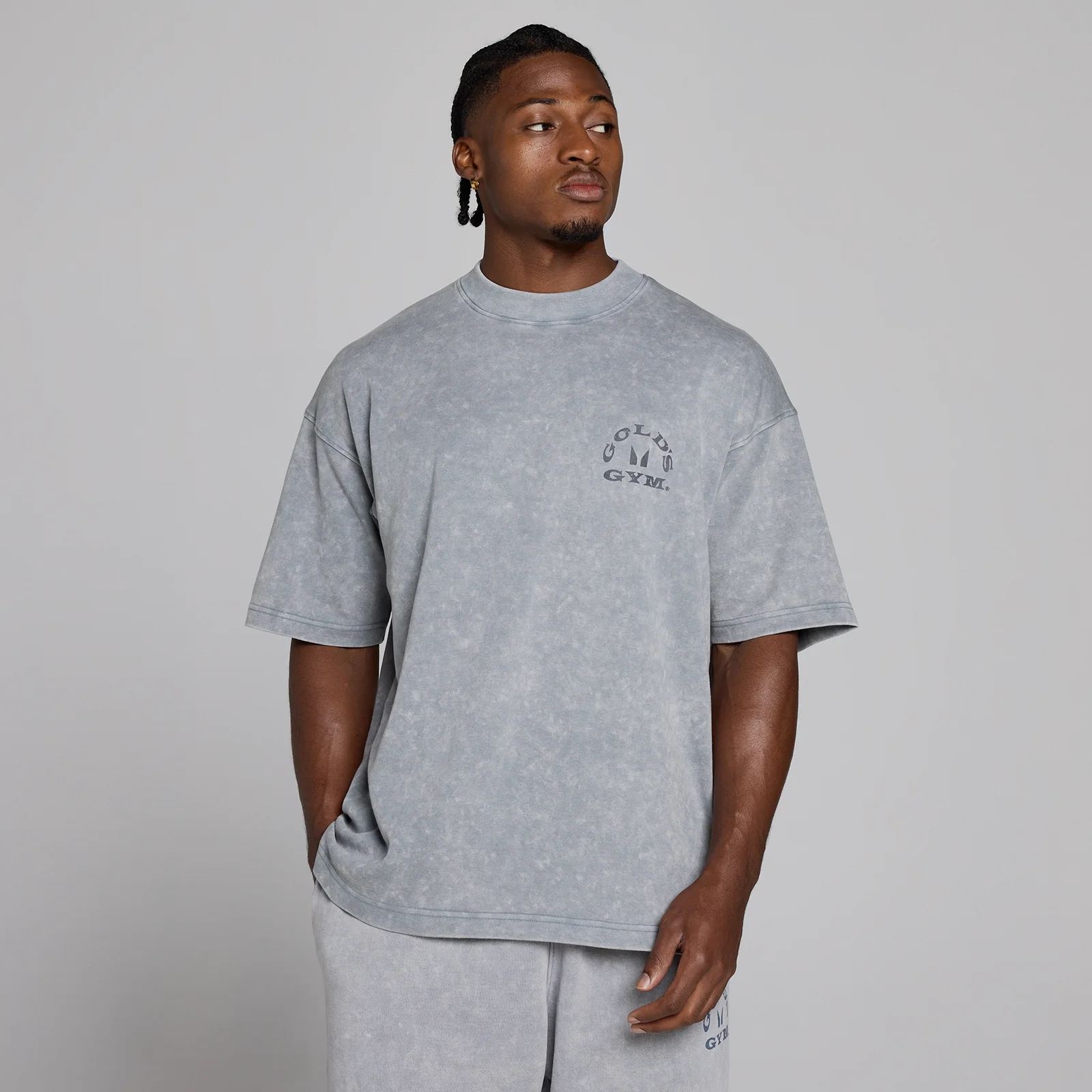 MP X Gold's Muška Washed Graphic Oversized Majica - Steel Blue - XS Slika 3